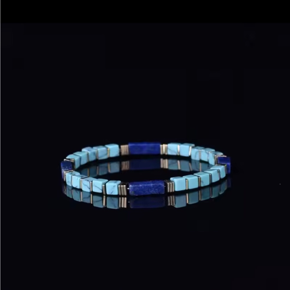 Natural Veined Turquoise Mixed Lapis Lazuli bracelet